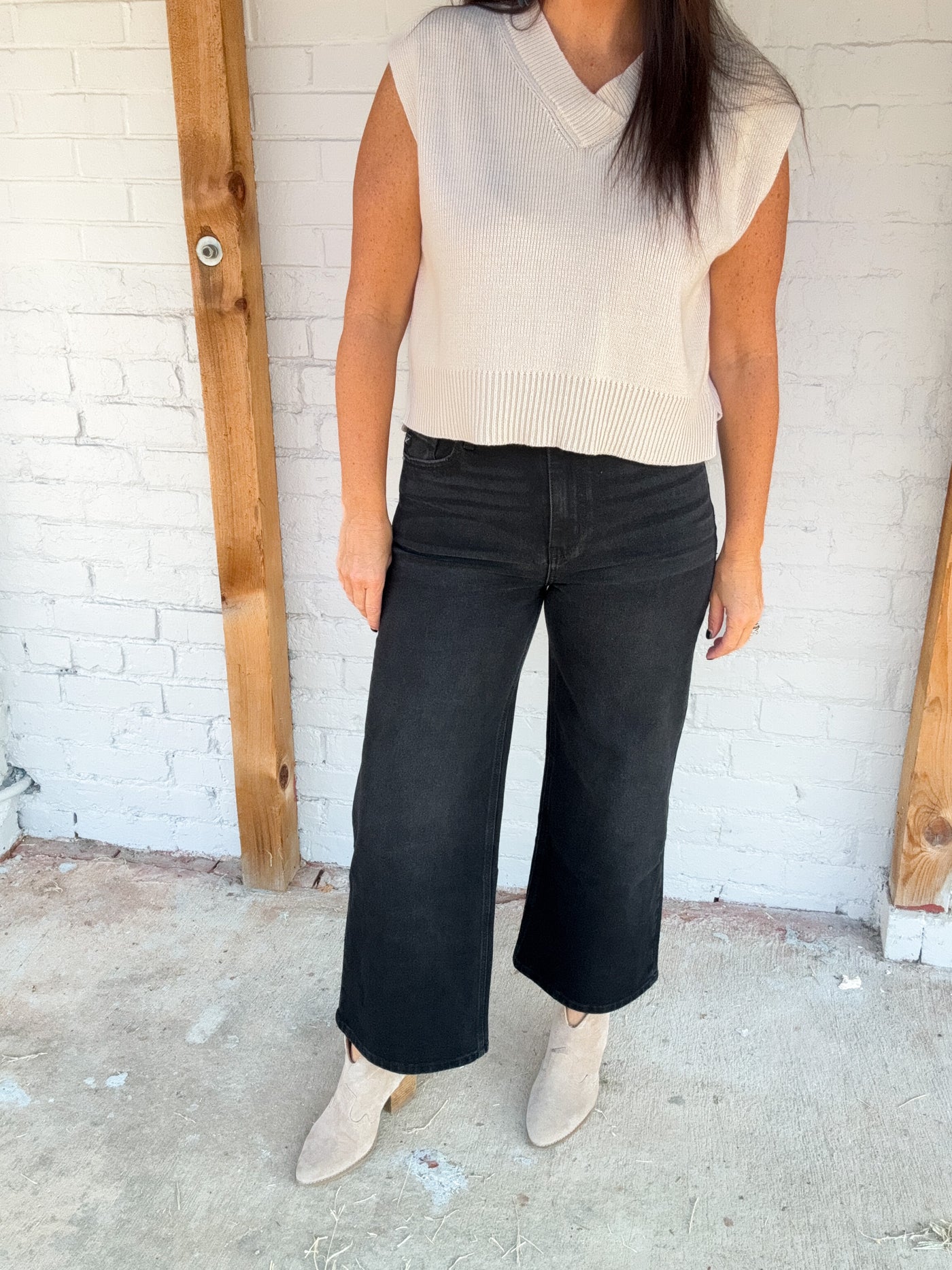 Kieran High Rise Cropped Wide Leg Jeans