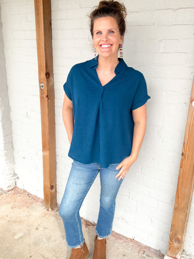Dear Lady Twist Collared V-Neck Top