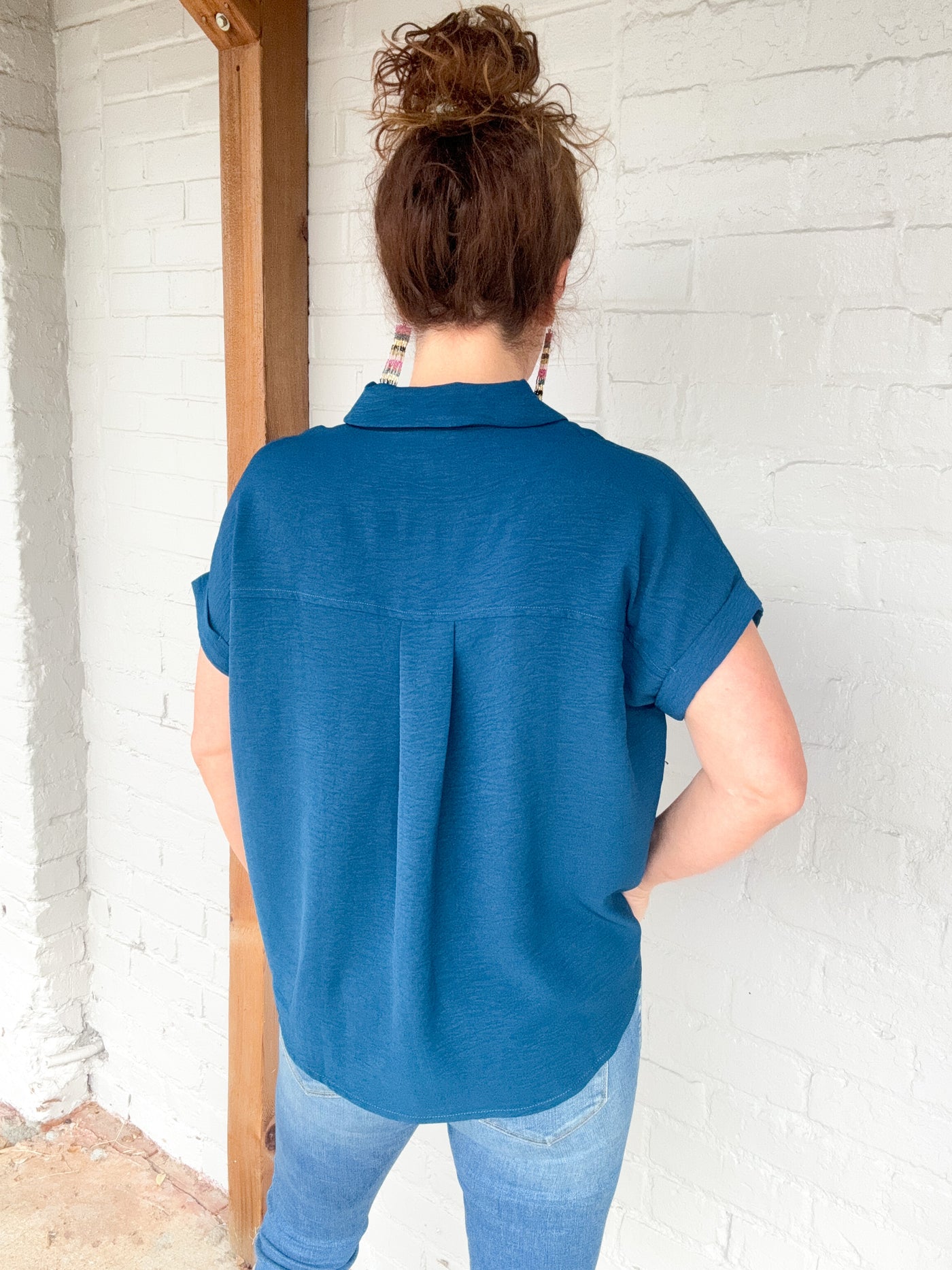 Dear Lady Twist Collared V-Neck Top
