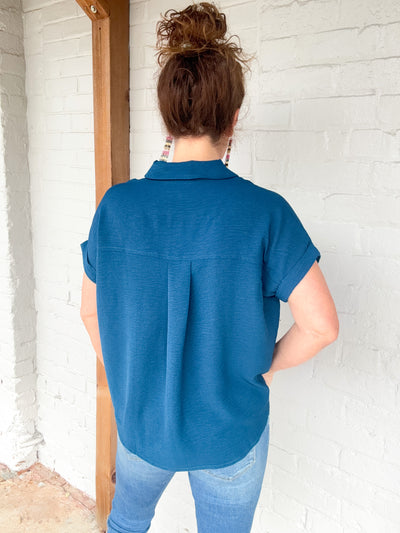Dear Lady Twist Collared V-Neck Top