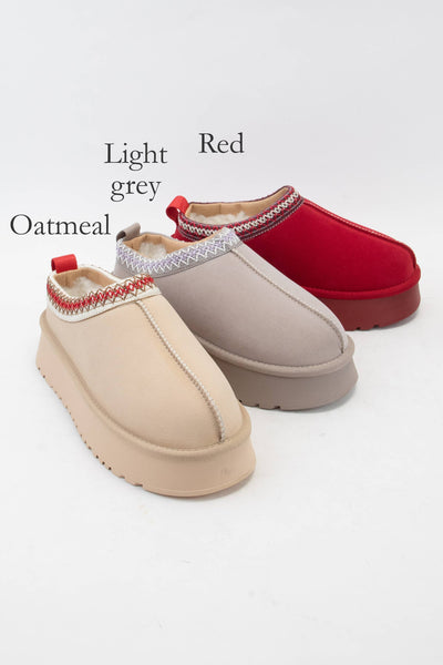 ARTISAN BINDING SHORT ANKLE FUR-LINED COZY SLIPPER: OATMEAL / B12