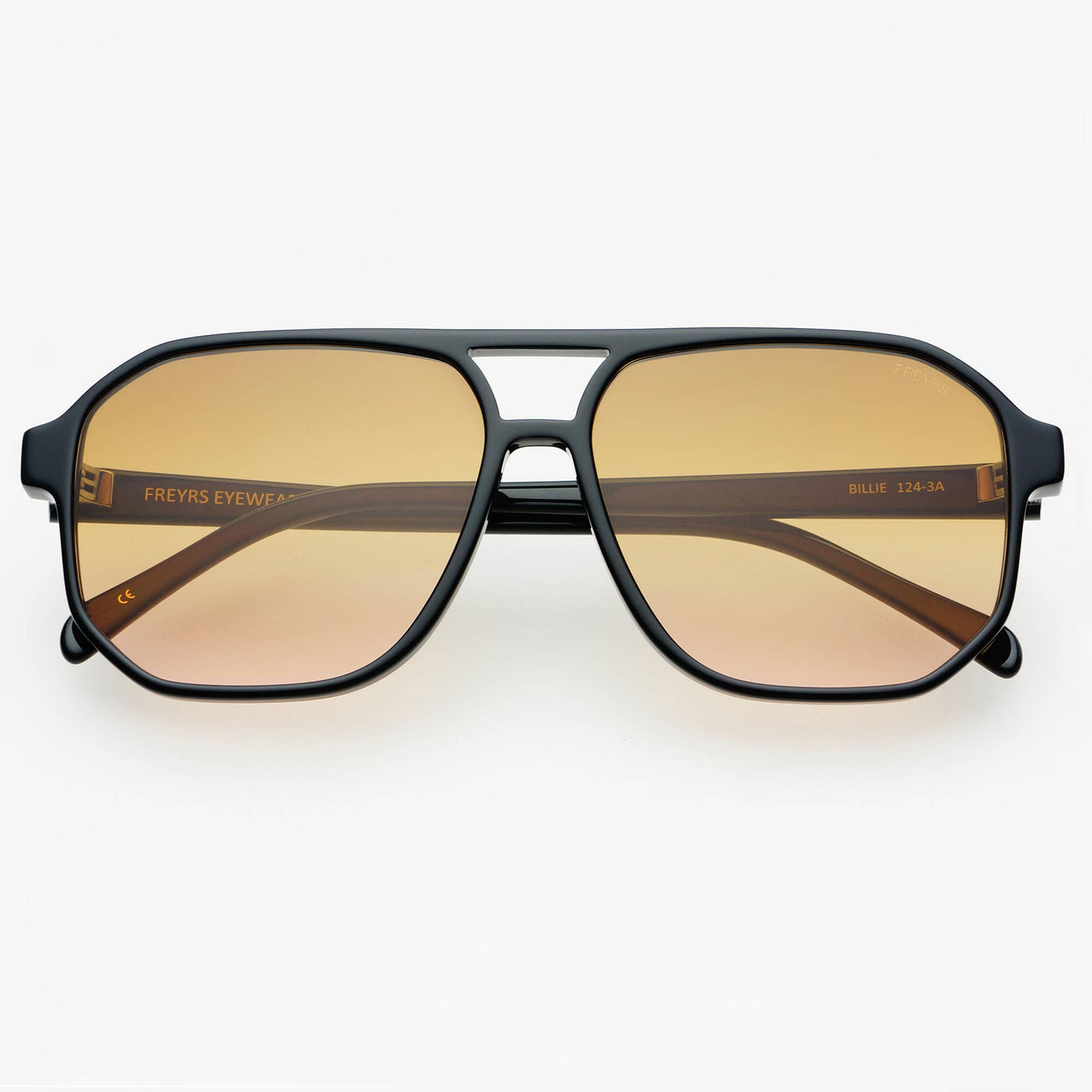 Billie ( NEW ) Unisex Aviator Sunglasses: Black / Brown