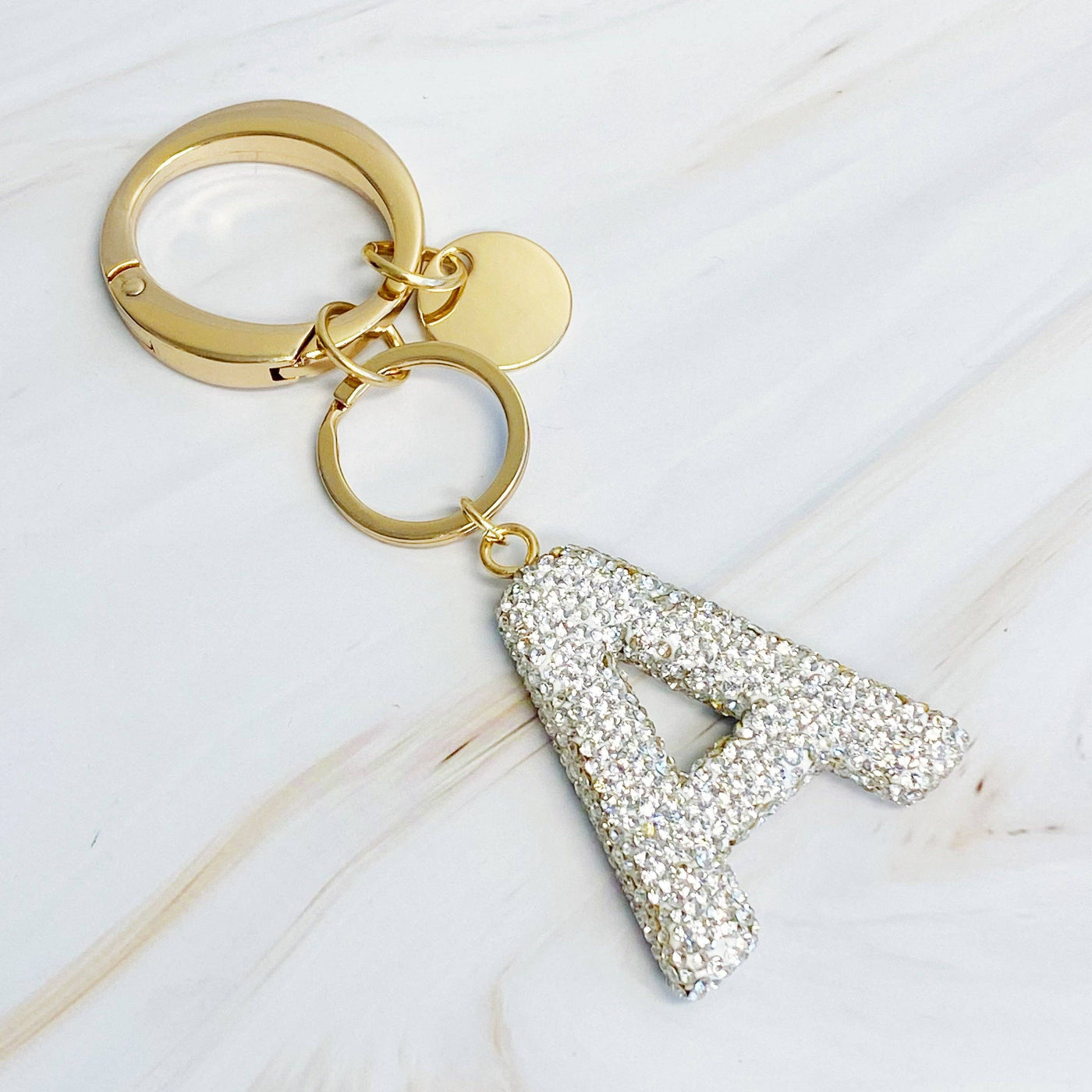 It Girl Glam Initial Key Chain: Crystal Clear / A