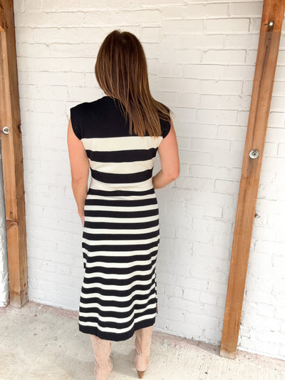 His Latest Flame Striped Sweater Knit Midi Dress