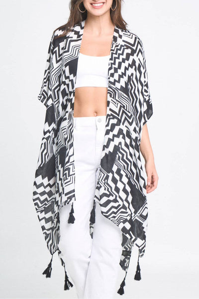 Geometric Art Kimono: Blue
