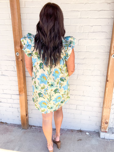 Rhinestone Cowboy Floral Split Neck Dress