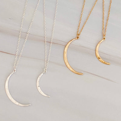 Crescent Duo Necklace Set Of 2: Gold
