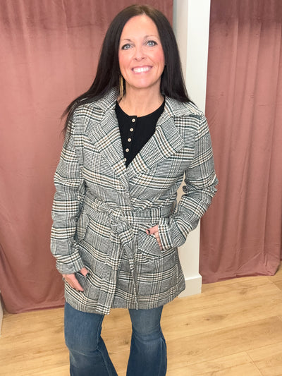 Spill The Wine Plaid Belted Coat