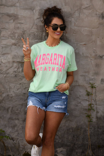 RTS Margarita Weather Tee: Heather Neo Mint / L