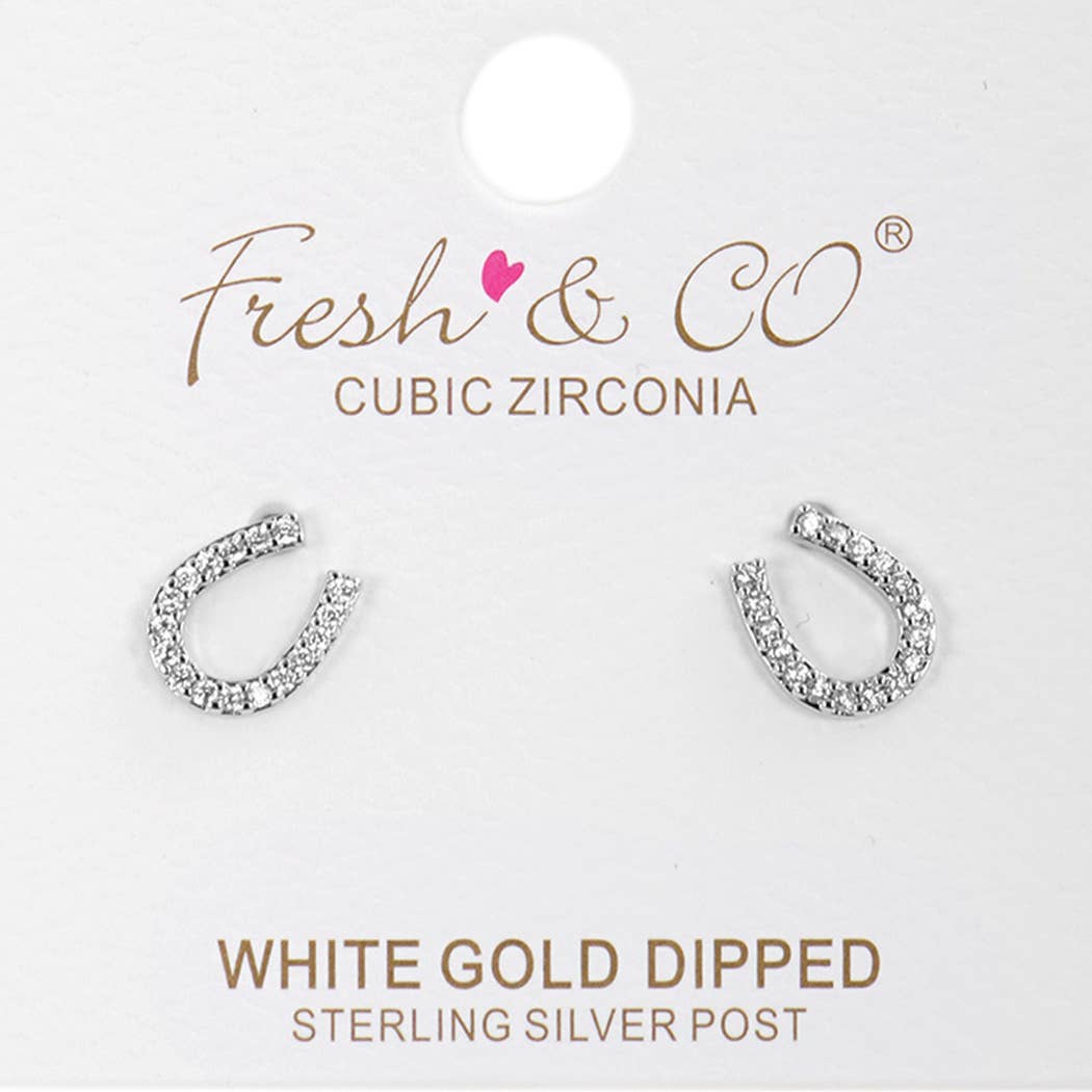 CZ Gold-Dipped Rhinestone Horseshoe Earring