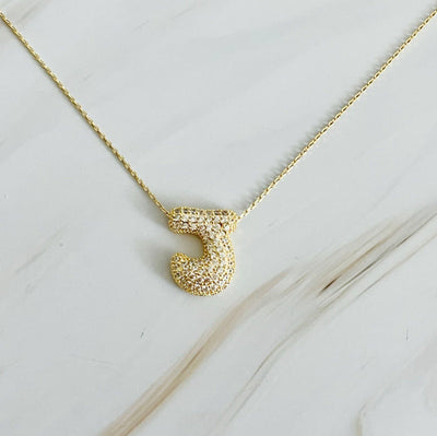 Crystal Bubble Initial Necklace: K