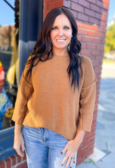 Dear Hearts Brown Slouchy Relaxed Fit Sweater