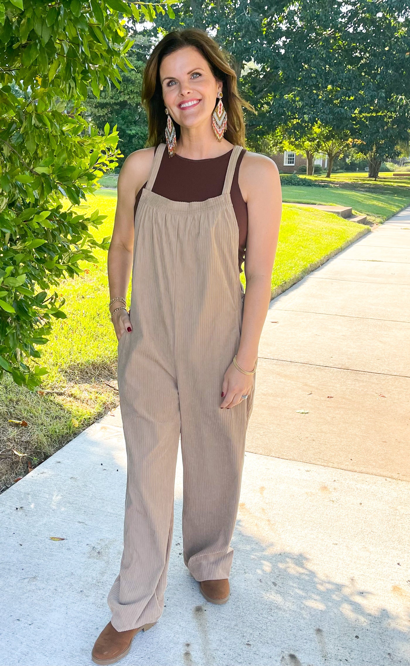 If I Ever Fall In Love Latte Wide Wale Corduroy Overalls