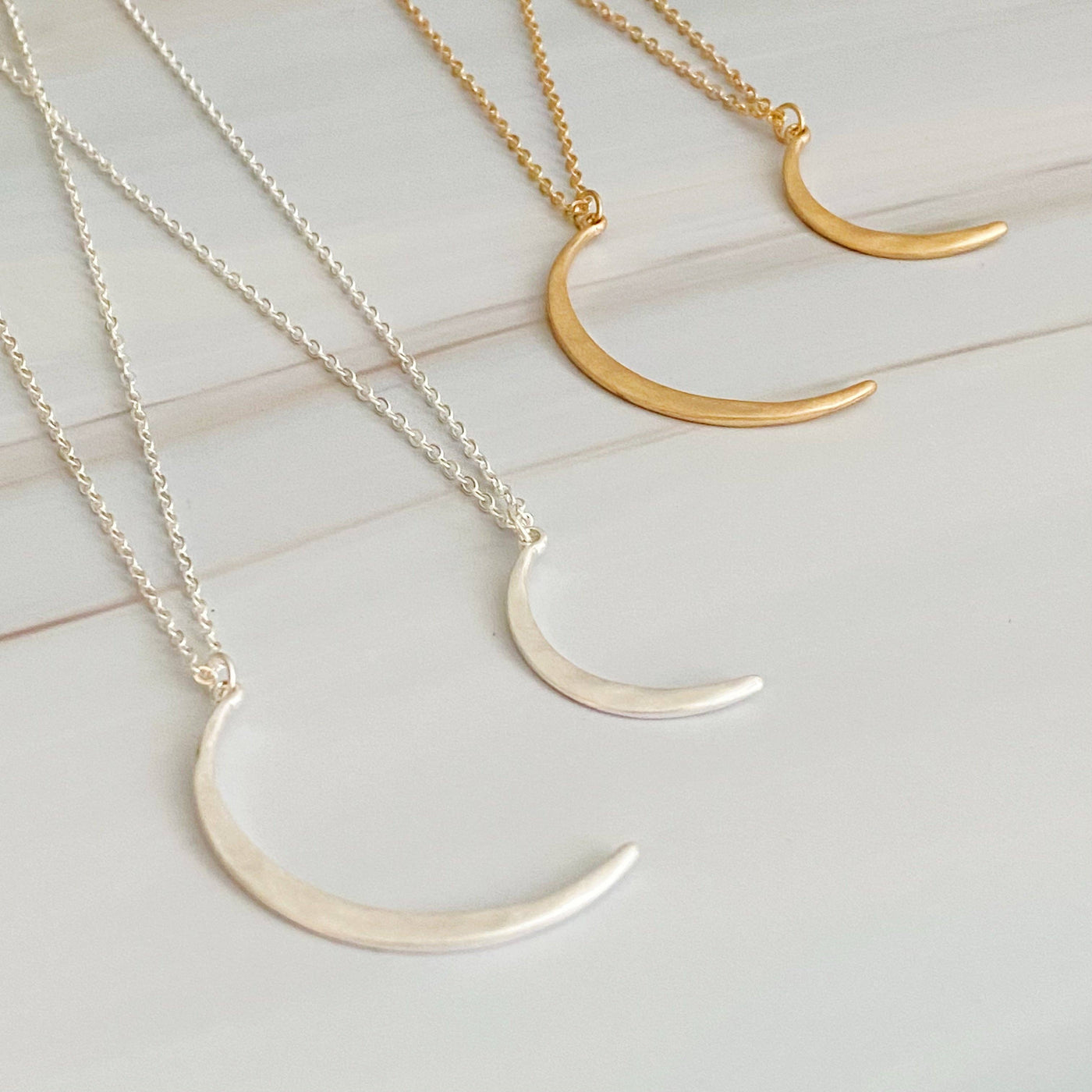 Crescent Duo Necklace Set Of 2: Gold