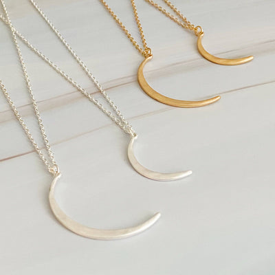 Crescent Duo Necklace Set Of 2: Gold