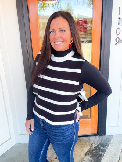 Sweet Thing Side Tie Striped Sweater Vest