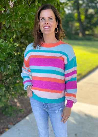 Lately Orange Stripe Sweater