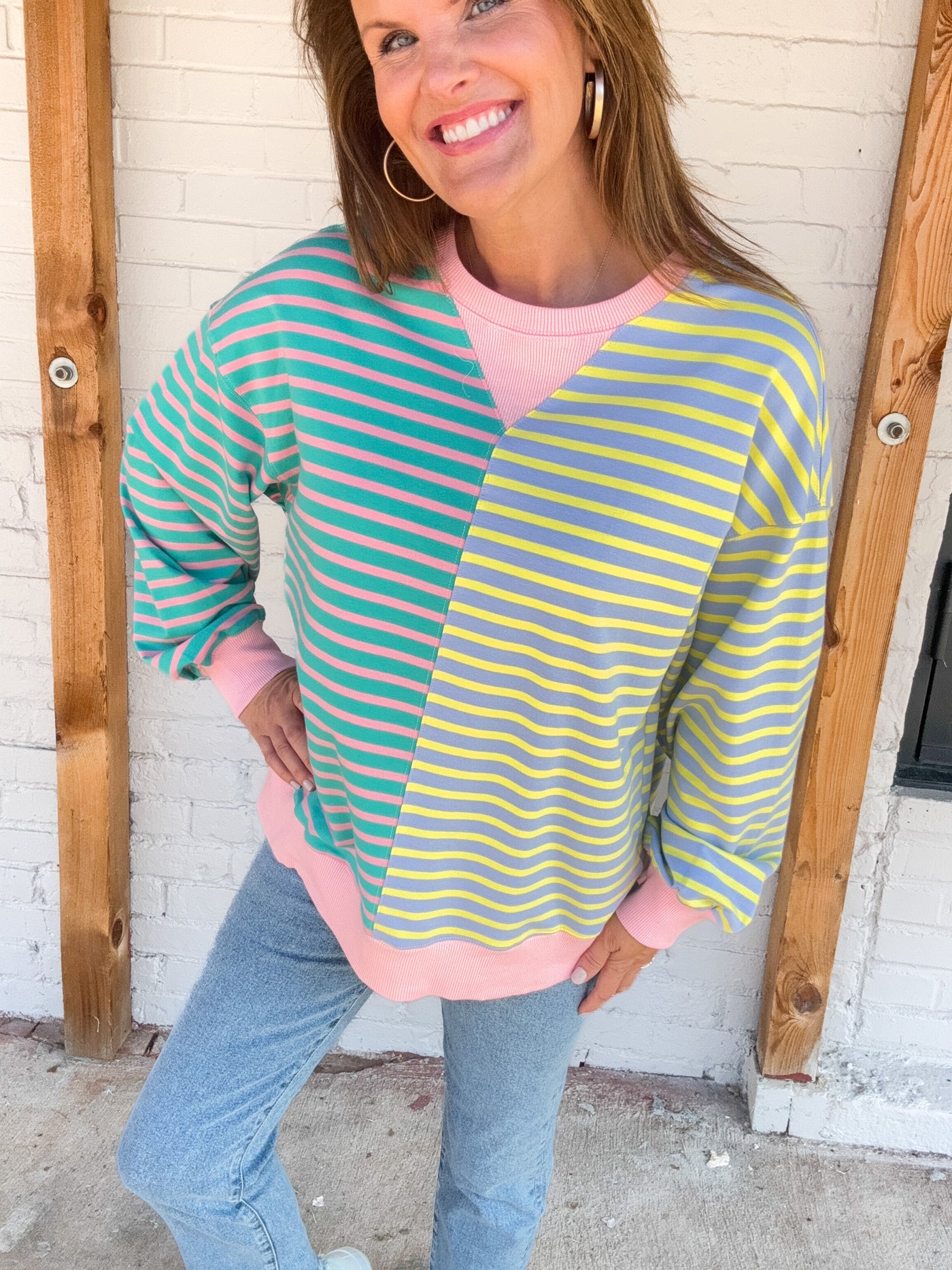 Walk Right Back Colorblock Stripe Knit Top