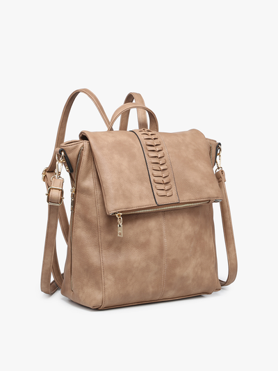 Vivian Distressed Convertible Backpack: Tan