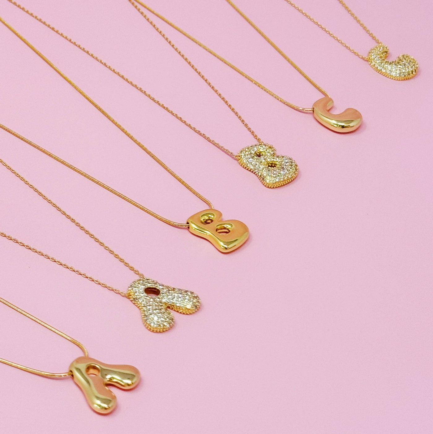 Crystal Bubble Initial Necklace: K