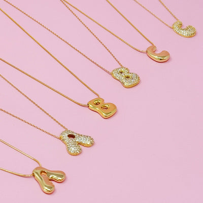 Crystal Bubble Initial Necklace: K