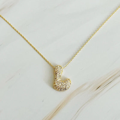 Crystal Bubble Initial Necklace: K