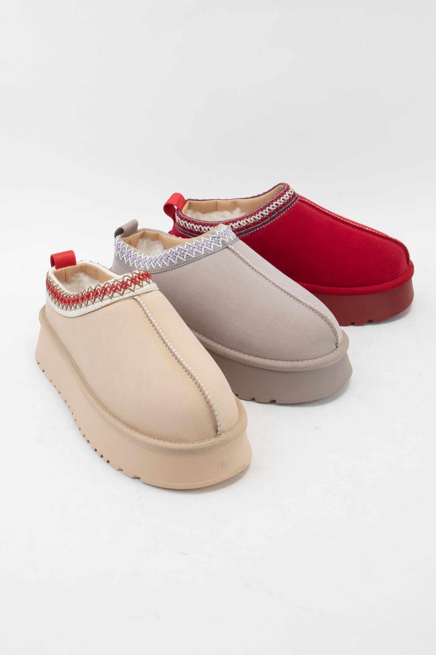 ARTISAN BINDING SHORT ANKLE FUR-LINED COZY SLIPPER: OATMEAL / B12