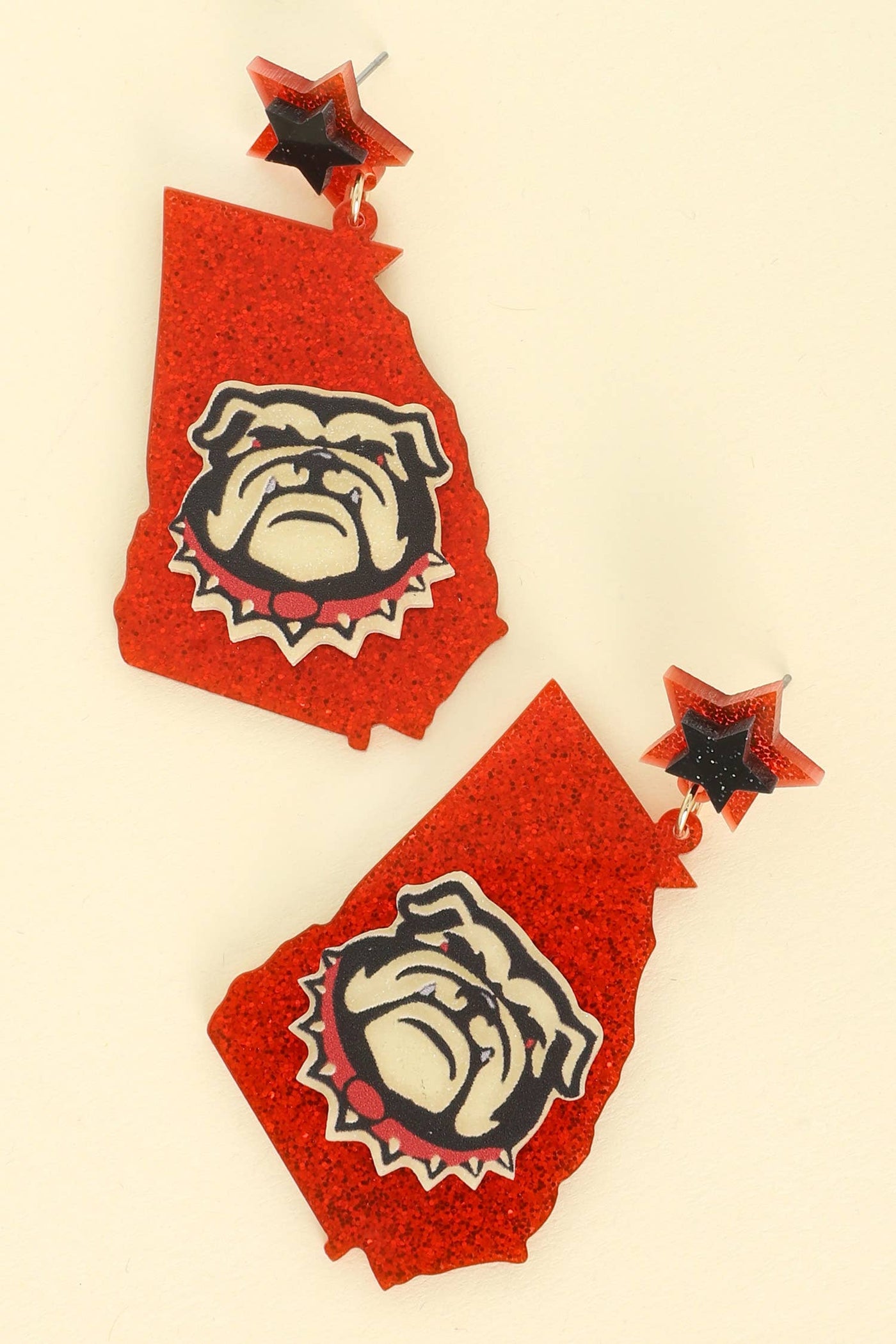 Game Day Bulldog Glittered Acrylic Post Earrings