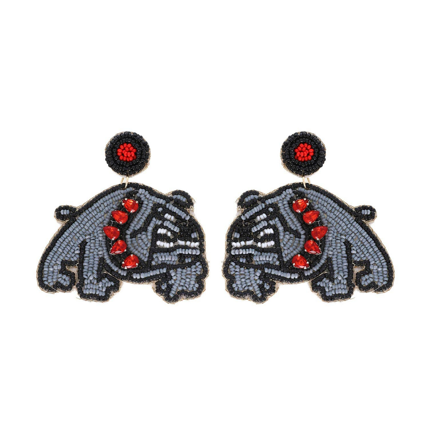 Beaded BullDog Mascot Earrings