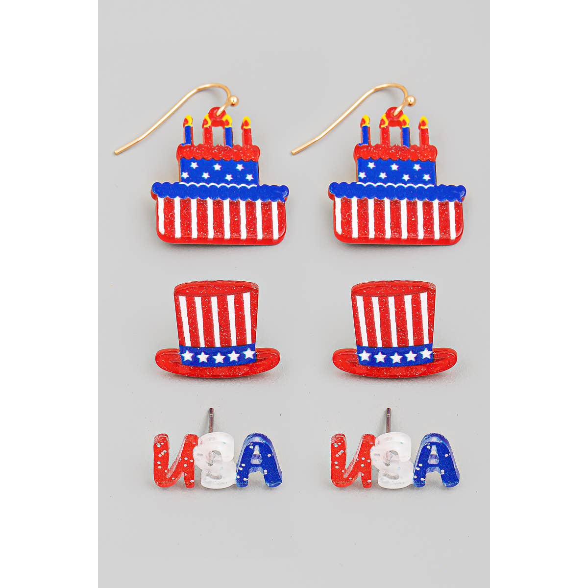 Stars And Stripes Cake Hat Earrings