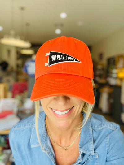  You Play I Pray Pennant Flag Hat-Red