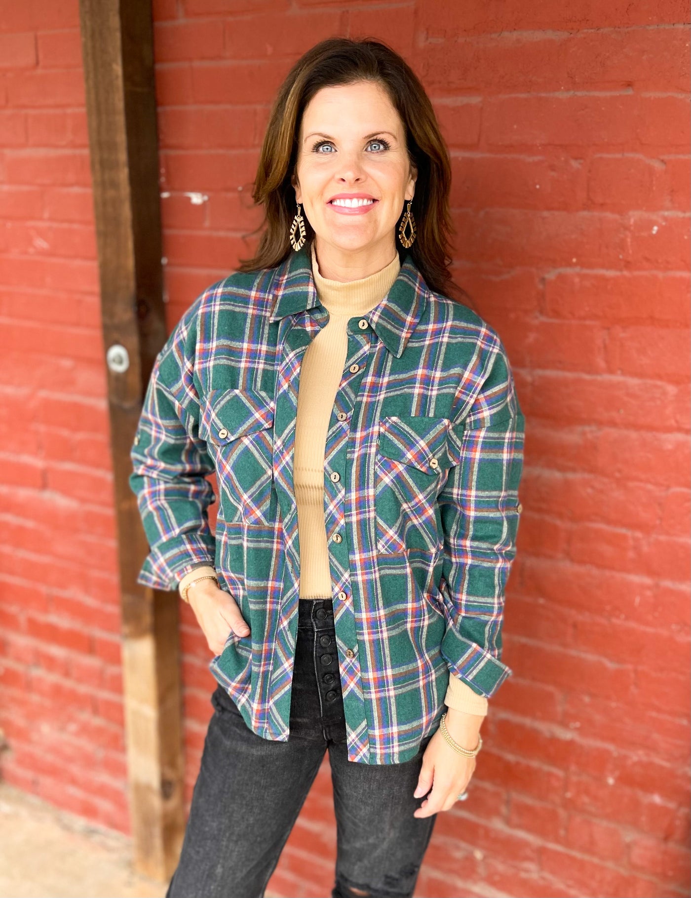 Free Your Mind Plaid Flannel Button Down Top
