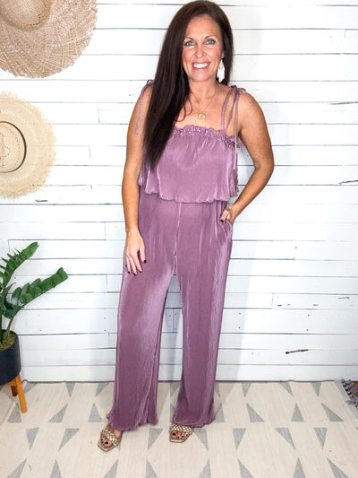 At the Hop Pleated Wide Leg Jumpsuit