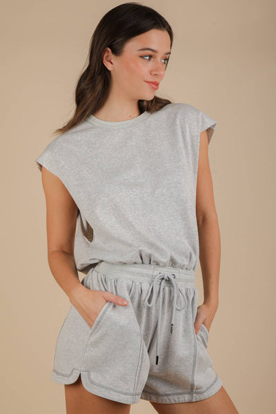 NP70783-Washed Knit Romper w/ Cutout Back: BLACK / S-M-L/2-2-2