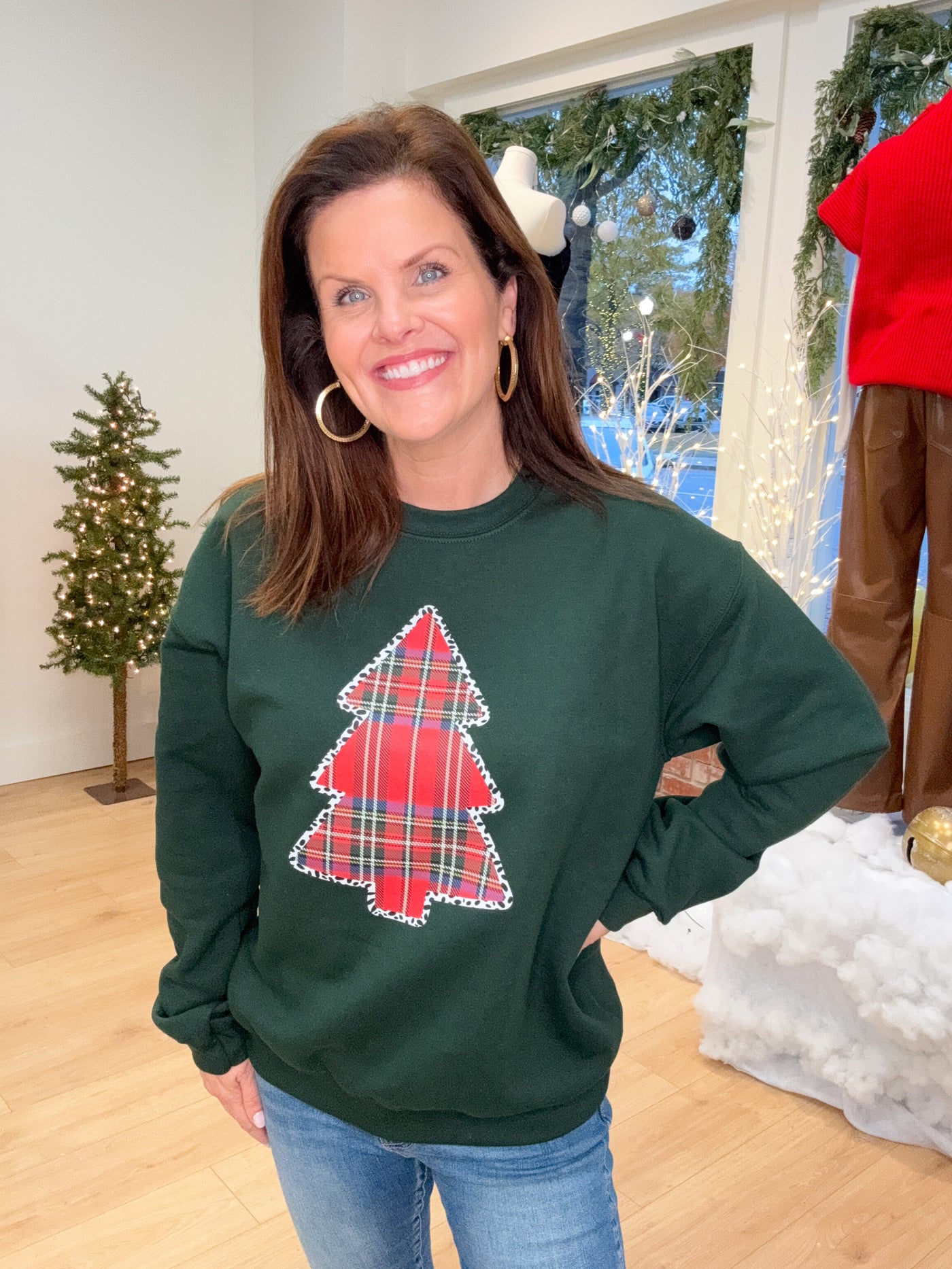 Plaid Christmas Tree Sweatshirt.