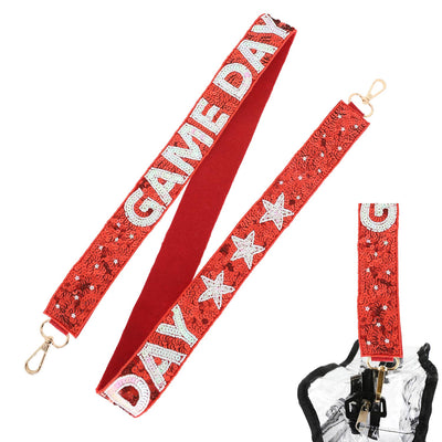 Game Day Sequin Star Patter Shoulder Bag Strap: Red Black