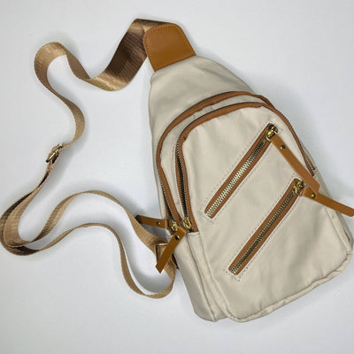 Mila Khakis & Cognac Sling Crossbody Bag
