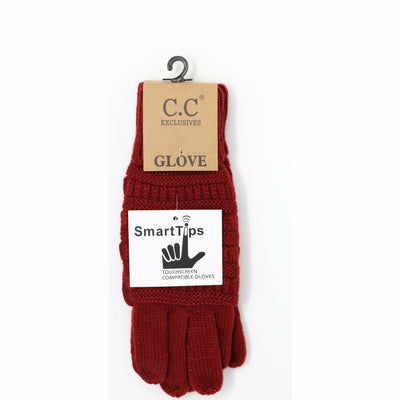 Metallic Cable Knit CC Gloves G20MET: Metallic Ivory/Gold