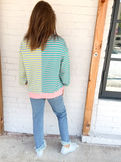 Walk Right Back Colorblock Stripe Knit Top