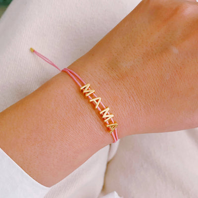 Satin Thread Mama Bracelet: Taupe