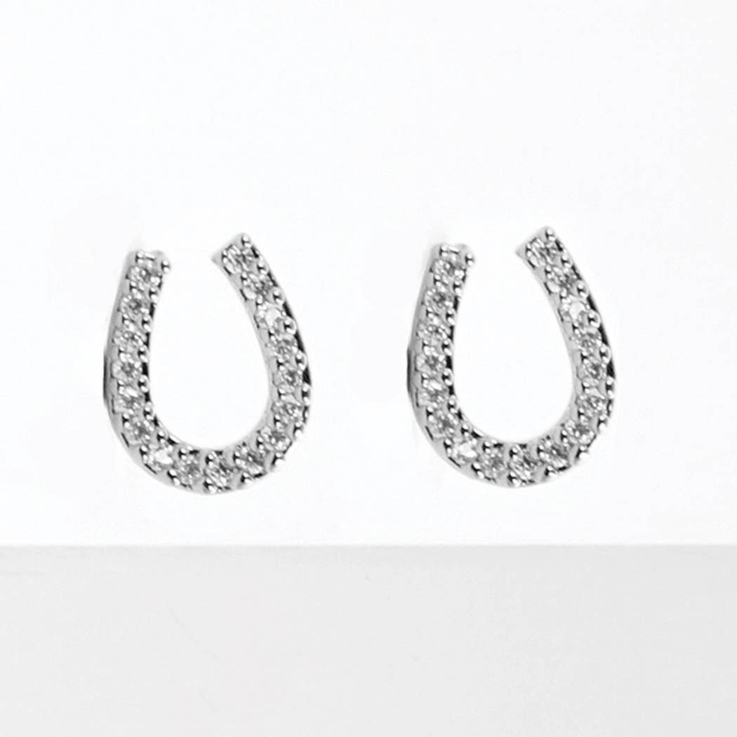 CZ Gold-Dipped Rhinestone Horseshoe Earring