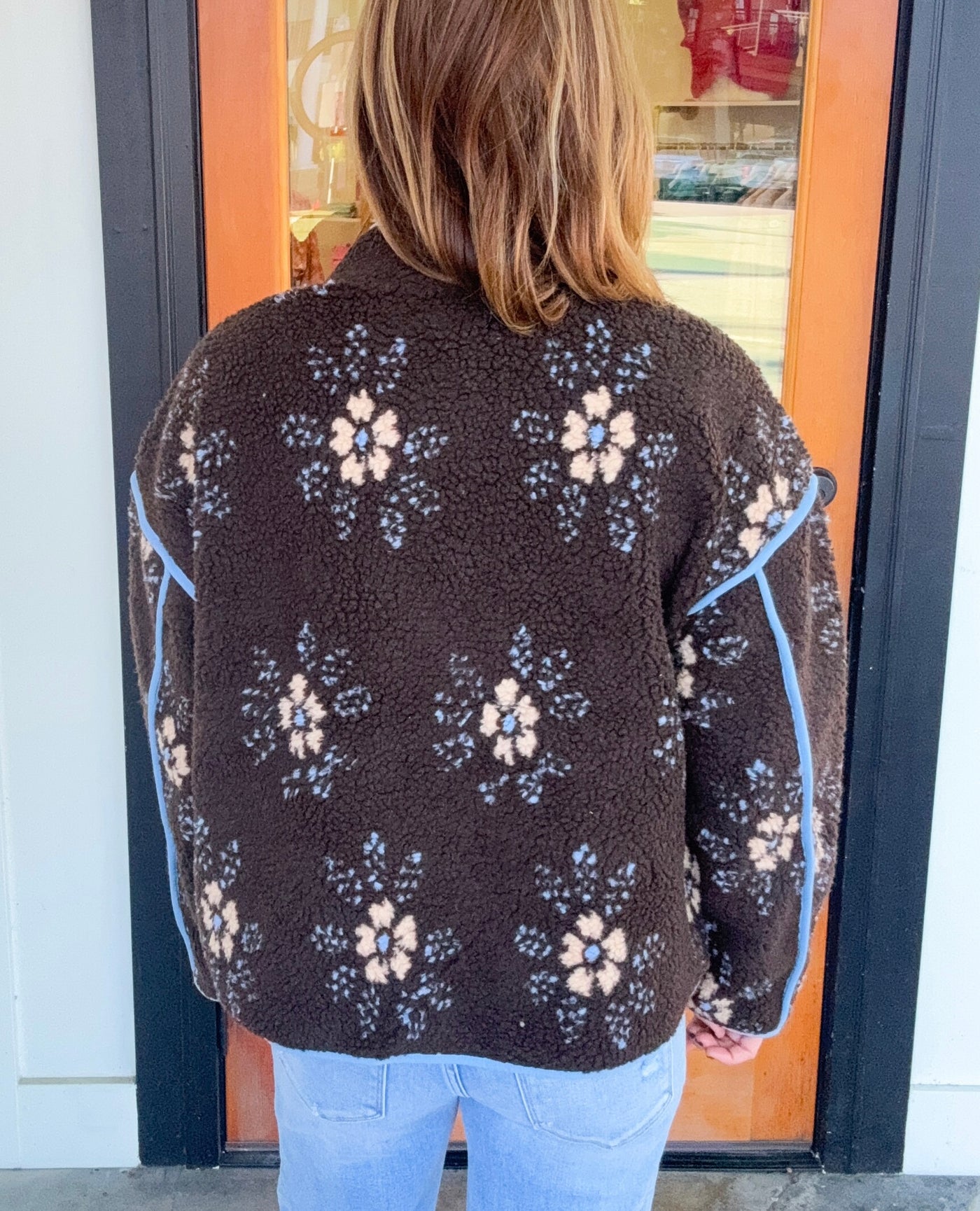 The Power Of Love Floral Fleece Sherpa Jacket