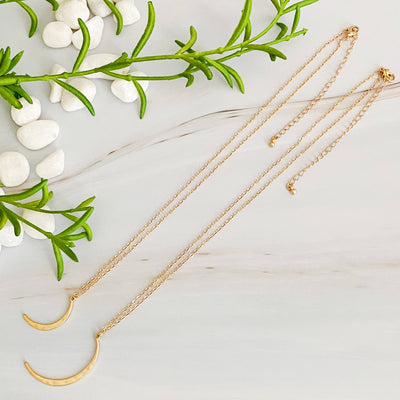Crescent Duo Necklace Set Of 2: Gold