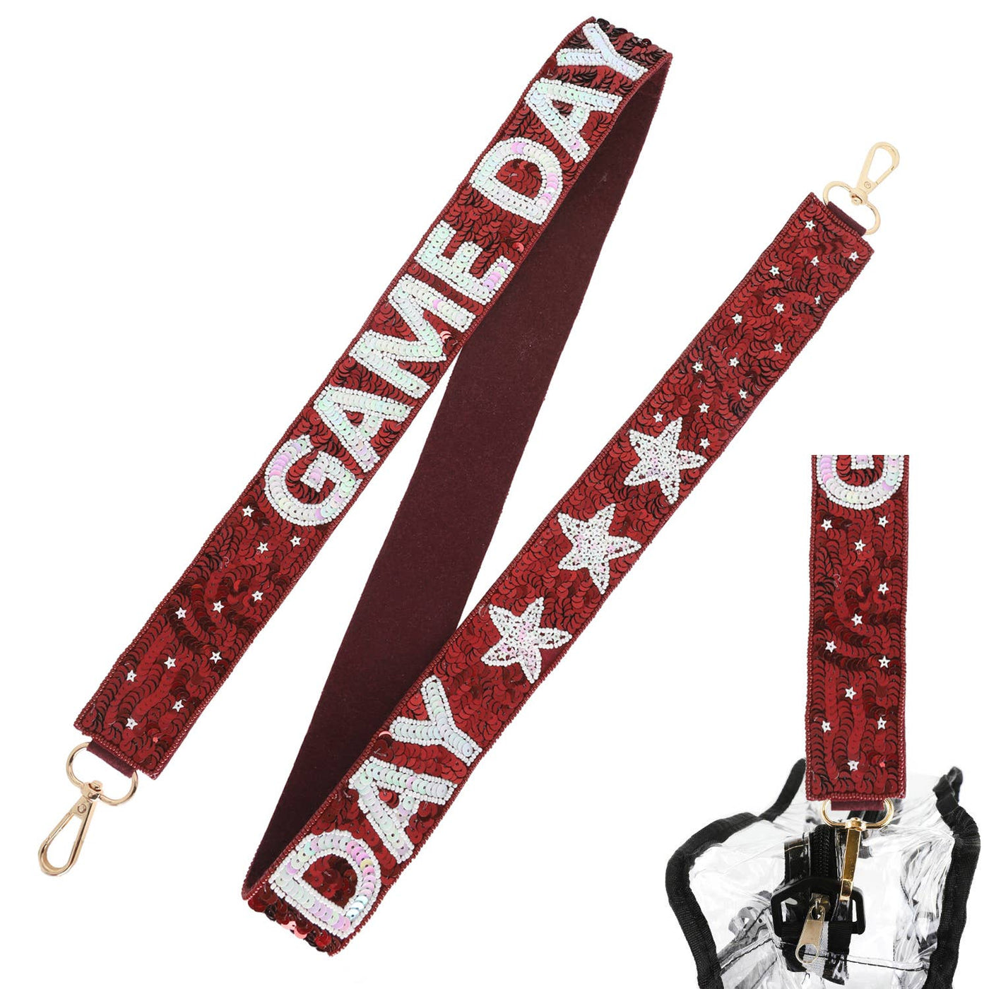 Game Day Sequin Star Patter Shoulder Bag Strap: Red Black