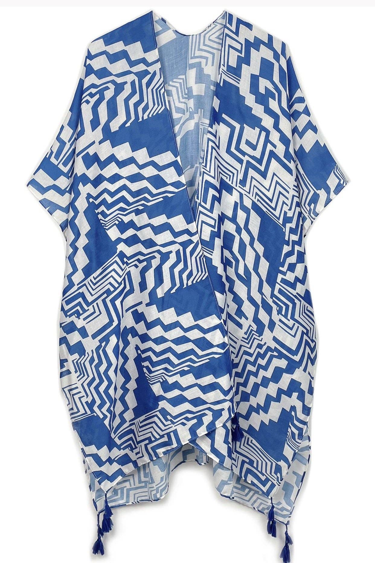 Geometric Art Kimono: Blue