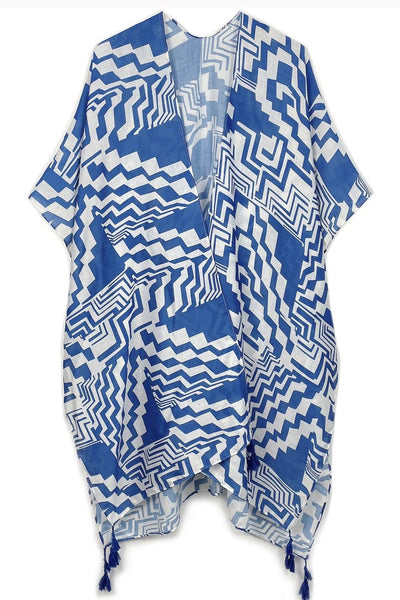 Geometric Art Kimono: Blue