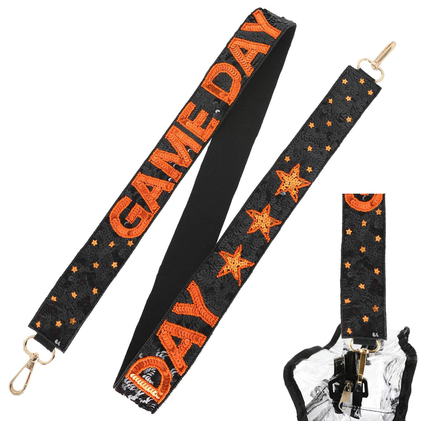 Game Day Sequin Star Patter Shoulder Bag Strap: Red Black