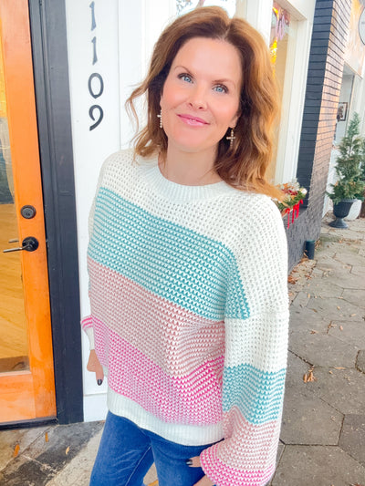 Suddenly Color Block Knit Sweater