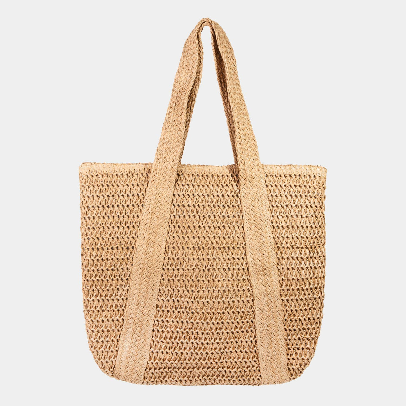 Straw Knit Zipper Tote Bag: IV