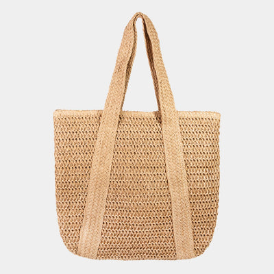 Straw Knit Zipper Tote Bag: IV
